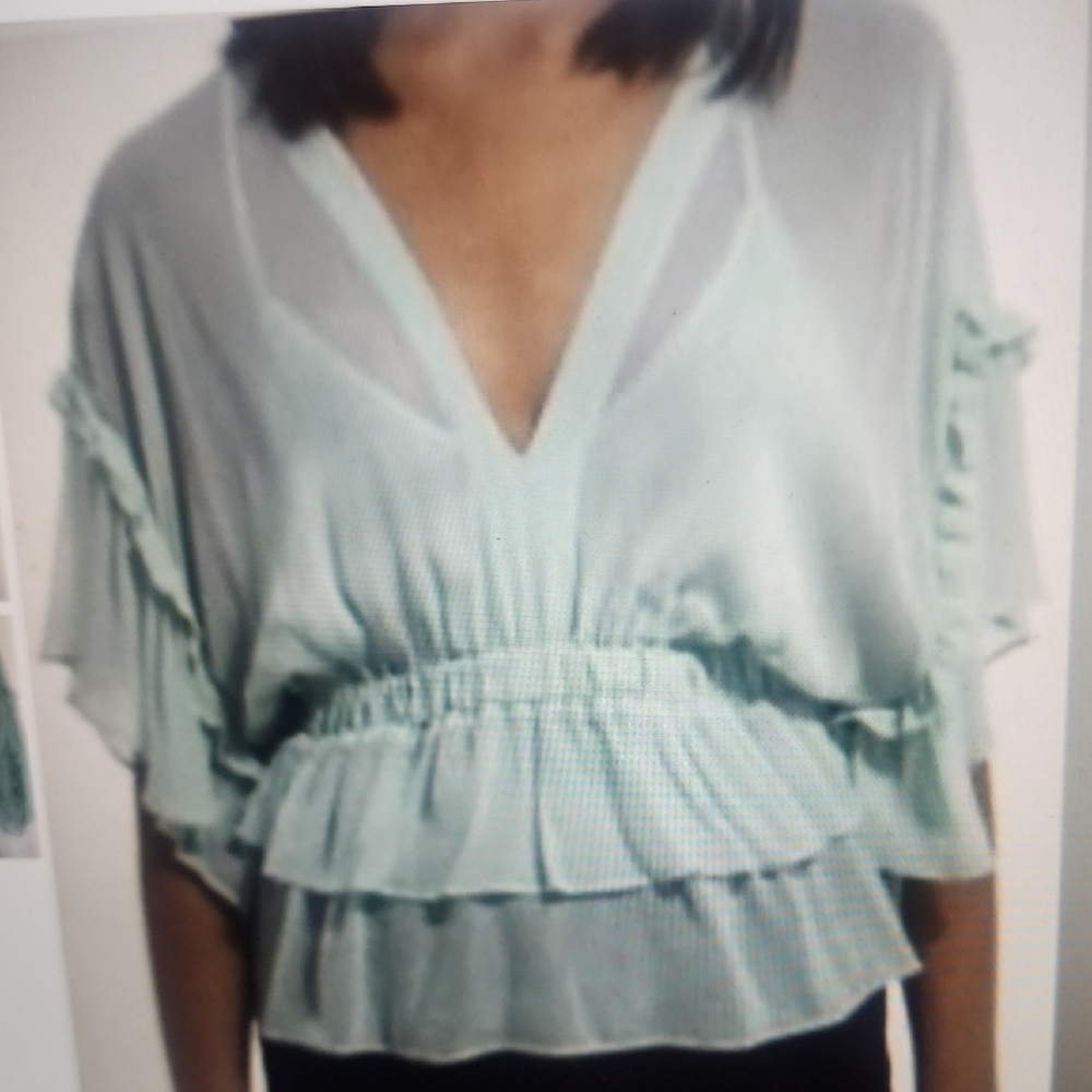 The Kooples Women's Ruffled Short Sleeve Blouse Size 2